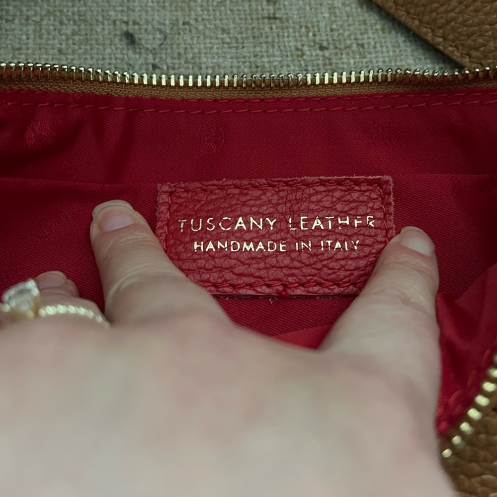 RARE Tuscany Leather Camel Double Sling Bag - Picture 13 of 15